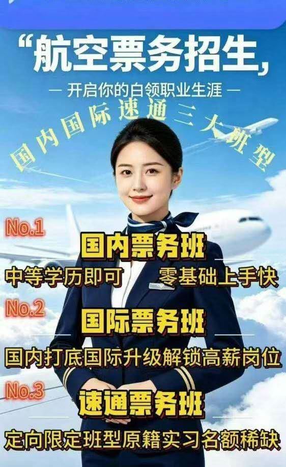 诚聘航空票务员